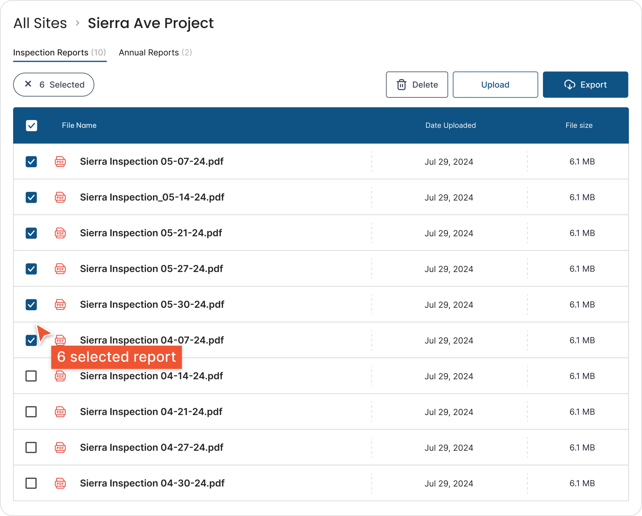 Selective exports preview